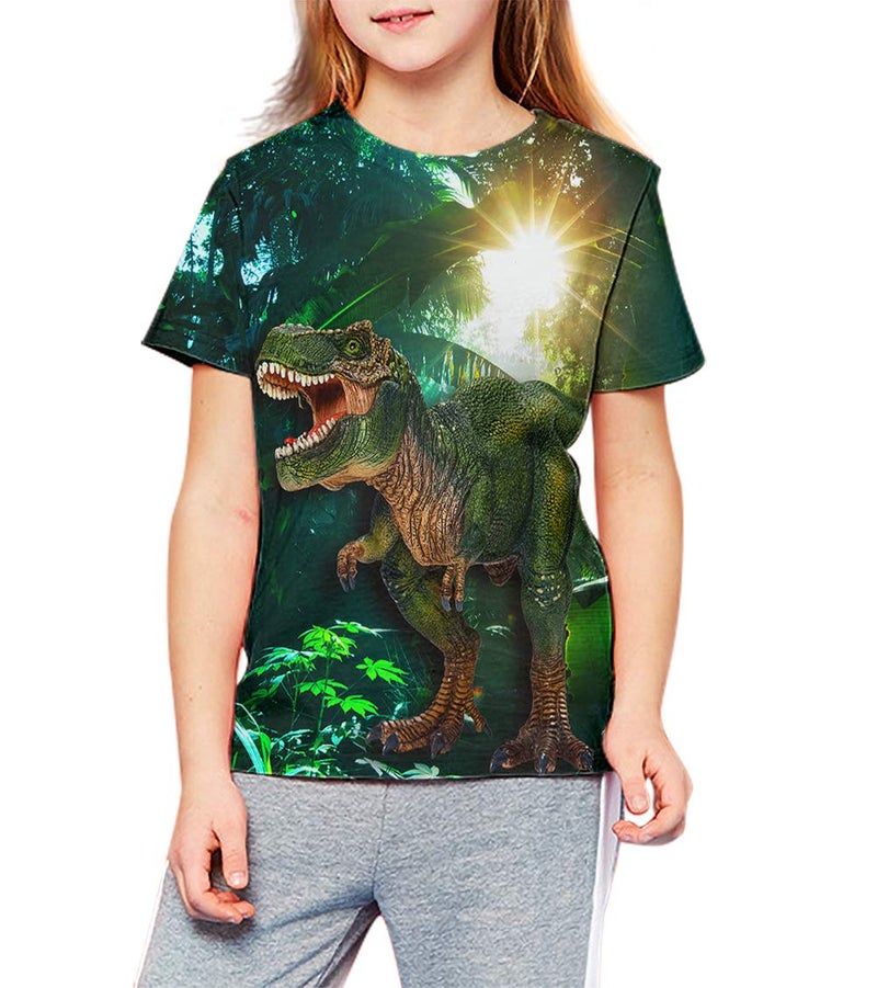LAIDIPAS Boys Dinosaur Shirts Unisex Cool Graphic Kids T-Shirts 3D Animal Tees for Girls 10-13 Years - Image 4